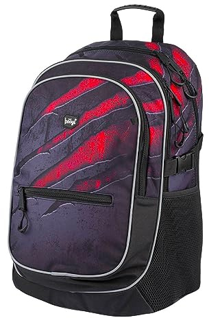 Baagl Schulrucksack für Jungen, Schulranzen für Kinder mit ergonomisch geformter Rücken, Brustgurt und reflektierende Elemente (Volcano)