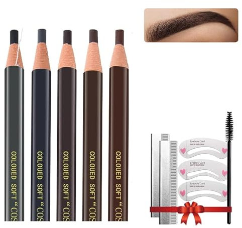 Augenbrauenstift, 5PCSAugenbrauenstift Wasserfest, Wasserfeste Augenbrauenstifte, Eyebrow Tattoo Pen, Augenbrauenstift Tattoo Make-Up, Wasserdicht Langanhaltend Augenbrauenstift, Brauenstift-Set…