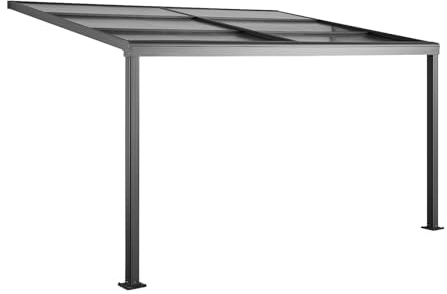 Vente-unique-Pergola addossata in Alluminio con Tetto Scorrevole 12 m² Antracite - IZEDA