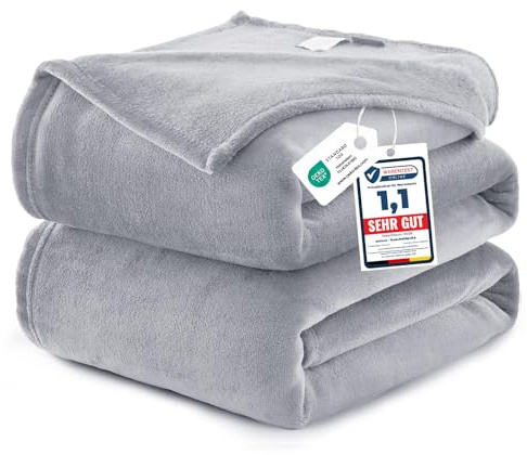 WAVVE Fleece Blanket King Size XXL Light Grey 7.5ft x 9ft - Fluffy Soft Warm Versatile Extra Large Throw Blanket for Bed/Sofa/Couch Light Gray, 270x230 cm