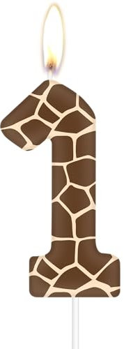 Giraffe Geburtstagszahl Kerzen, Giraffe 1 Geburtstagskerzen, Giraffe Nummer 1 Kerze für Kuchen, Giraffe Geburtstagskuchen Dekora, Dschungel Tier Thema für Mädchen Jungen 1st Geburtstag Party Dekora