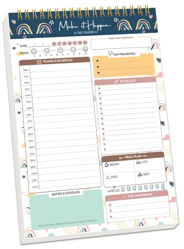 Bloc-notes de listes de choses à faire, carnet de notes non daté, 52 feuilles détachables, bloc-notes avec liste de contrôle horaire pour le travail, le bureau, les fournitures scolaires
