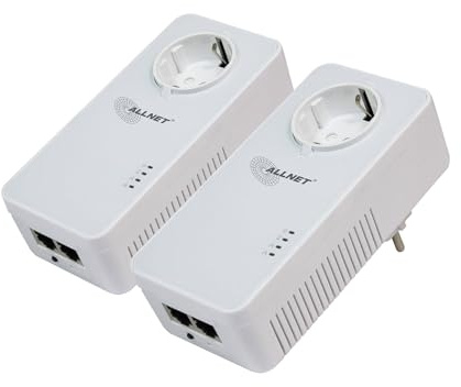 ALLNET INTD Powerline 1200Mbit 2er Bundle Bridge RJ45 HomePlugV2 SmartLink Passtrough ALL1681205v2