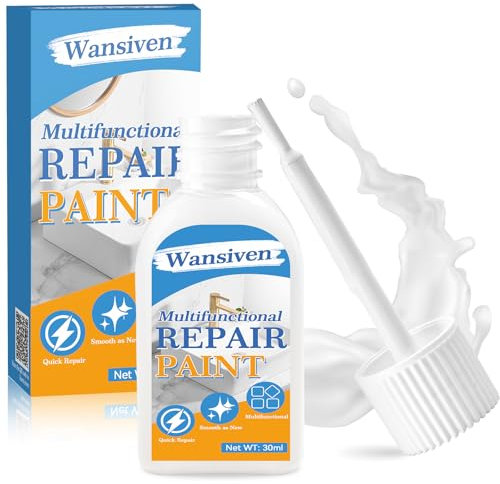 Wansiven Enamel Touch Up Paint, 30 ml Easy and Fast Drying, Strong Repair Pen for Bathtub, Tile, Radiator, Metal, Ceramic, Sink, Furniture, Defects and Scrapes, White