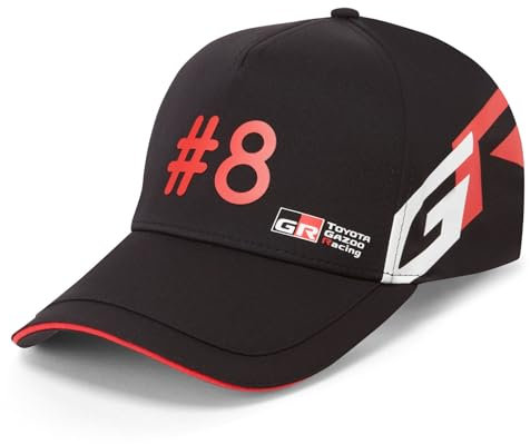 Toyota Gazoo Racing Baseballkappe #8 schwarz mit roten Akzenten verstellbar, Schwarz , Einheitsgröße