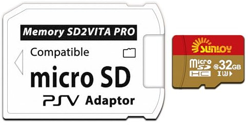 SD2Vita 6.0 PS Vita Memory Card Adapter with 32GB Micro SD Card, High Speed microSDHC UHS-I Flash Memory Card with PSV Micro SD Card Adapter for PSV 1000/2000 PSTV FW 3.60 HENkaku Enso System