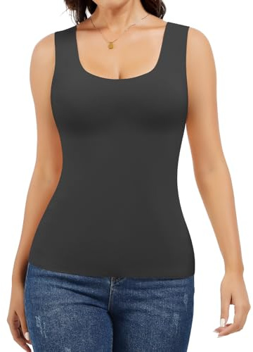 Joyshaper Femme Hauts Thermique sans Manches Camisole Veste Hiver Chaud Tank Top Baselayer sous-vêtements Thermiques Tops Gris foncé S
