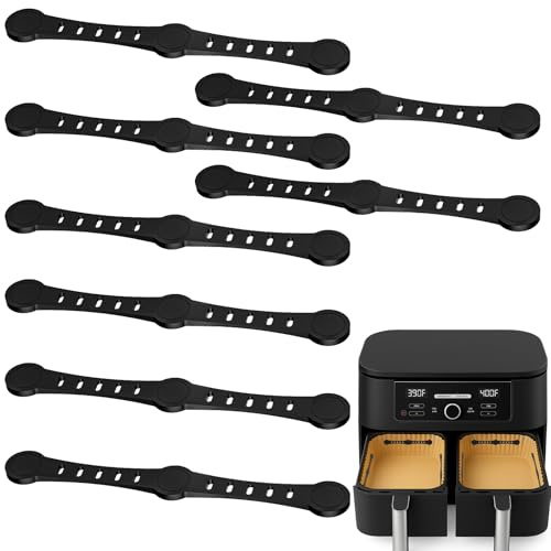 Vinuwu 8 Imanes para Papel de Horno Airfryer de Silicona – 12 cm de Largo, Fijación para Accesorios de Freidora de Aire Caliente, Fácil de Usar, Compatible con Freidoras de Cesta Simple y Doble