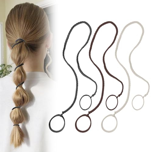 3 Pcs Spiral Hair Ties, Rip Tie Ties Spiral Bands Elastic Headband Ponytails for Hair Braided for Gym Swimming Diving Riding (Style 1)