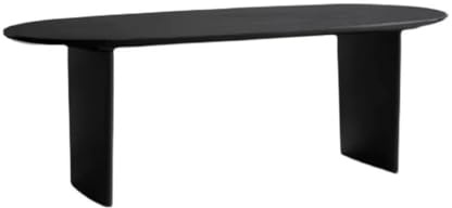 CUISGOR Diner Table Nordic Black Solid Wood Dining Table Home Oval Workbench Living Room Long Table Dining Table