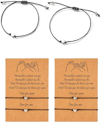 CBMZHF Juego de 4 pulseras de amistad y pareja, pulseras ajustables hechas a mano con cuerda de promesa de dedo meñique para relaciones a larga distancia, regalos del día de San Valentín para mujeres
