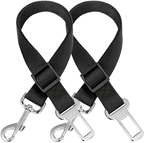 H&S 2 Pack Dog Car Seat Belt - Dog Seat Belt Clip - Car Harness for Dogs - Use as Leash Pet Lead or Seatbelt - Includes Safety Clip - Safety Restraint for Travel