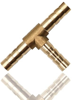 Connettore spinato 6 mm a 3 vie in ottone massiccio T tubo spinato/adattatore connettore per carburante, aria, acqua, gas, olio, tubo a T, raccordo spinato
