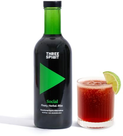 Three Spirit Non-Alcoholic Alternative Spirit - The Social, 50cl | Mood making with, Adaptogens, Cacao, Damiana & Lion's Mane | Multi-Award Winning Active botanical, Gluten Free & Vegan Drinks