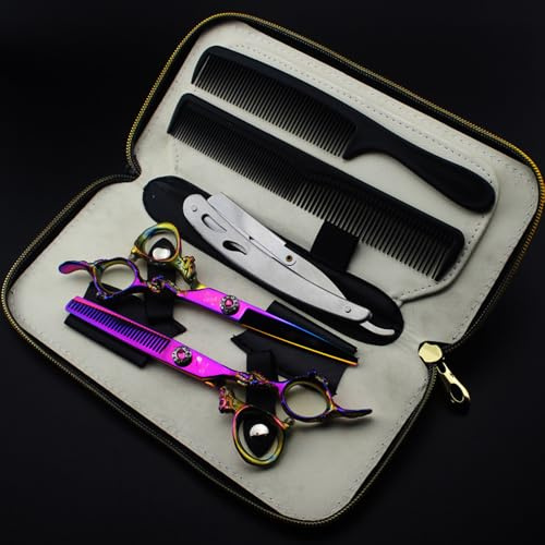 JIESENYU - Tijeras de peluquería profesional (15,2 cm), color morado
