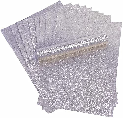 Syntego Cartoncino glitterato A4, scintillante, morbido al tatto, non perde pelucchi, 250 g/m², confezione da 10 fogli (Argento)