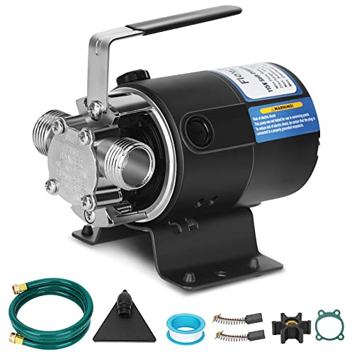 Water Pump 115V 1/10 HP 330 GPH Water Transfer Pump With 3/4 inch Ports Suction Hose And Spare Impeller Electric Water Pump Utility Pump-Black