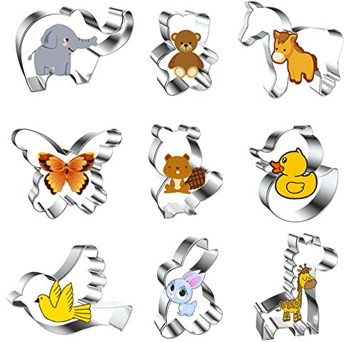 Ausstechformen Tiere Ausstecher 9 Stück, Edelstahl Keksausstecher Plätzchen Ausstecher Set für Backen Fondant Plätzchen, Tortendekorationen