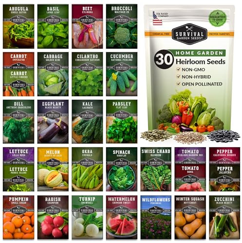 Home Garden Vegetable Seeds 30 Variety Pack – Heirloom Seed Vault Kit for Planting Non-GMO Vegetables, Herbs, Fruit – Emergency Preparedness Survival Food Grow Kit – Survival Garden Seeds (18,500+)
