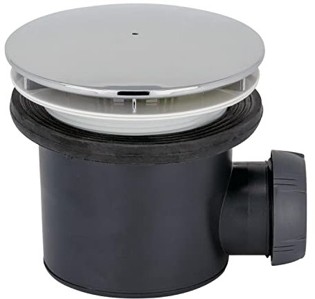 Wirquin 30723744 Duschablauf, Durchmesser 90 mm, mit Kuppel aus ABS und horizontalem Ausgang, verchromt