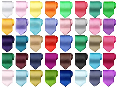 Tarpop 40 Pieces Men Solid Color Ties for Business Casual, Assorted