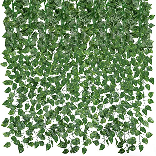 CEWOR 14 Pack 98ft Artificial Ivy Greenery Garland, Fake Vines Hanging Plants Backdrop for Room Bedroom Wall Decor, Green Leaves for Jungle Theme Christmas Party Wedding Decoration