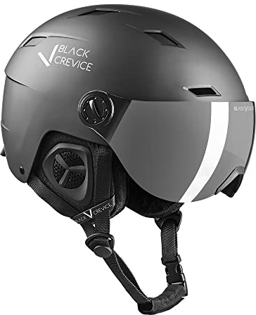 BLACK CREVICE Casco da sci con visiera KIRCHBERG I Casco traspirante uomo e donna con fori per areazione I Casco unisex I Casco adattabile I Alta vestibilità