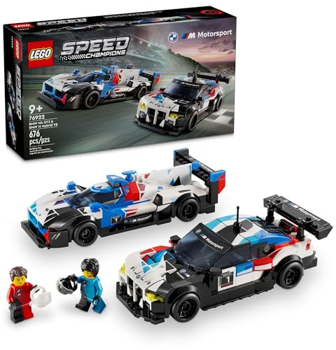LEGO Speed Champions BMW M4 GT3 & BMW M Hybrid V8 Race Cars, BMW Toy for Kids with 2 Buildable Models and 2 Driver Minifigures, Car Toy Birthday Gift Idea for Boys and Girls Ages 9 and Up, 76922