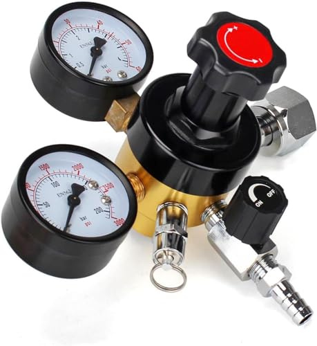 Eastpole Dual Gauge CO2 Regulator Beer Keg Pressure， Quick Disconnect Beer Regulator with Safety Pressure Relief Valve 0-60 PSI 0-3000 Tank Pressure