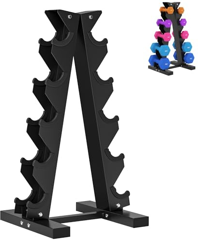 SPORTNOW Estante para Mancuernas de 5 Niveles Soporte de Almacenamiento para Mancuernas de Acero para Entrenamiento en Gimnasio Hogar Carga 100 kg 35x33x66 cm Negro