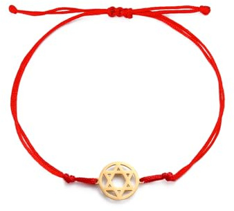Dreamtimes Pulsera de estrella de David con colgante de hexagrama de acero inoxidable, pulsera judía de estrella de David, joyería judía para mujeres y hombres, Medium, Acero inoxidable, No es una