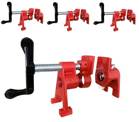 HimaPro Juego de 4 Sargentos Tipo H para Tubo de 19 mm (3/4) – Uso Profesional para Carpintería, Bricolaje y Proyectos DIY