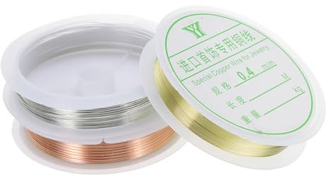 PATIKIL 26 Gauge Jewelry Wire, 3 Roll 28 Feet/8.5M Pure Copper Jewelry Beading Wire Soft Metal Plant Stem Ties for Jewelry Craft, 3 Colors (0.016)