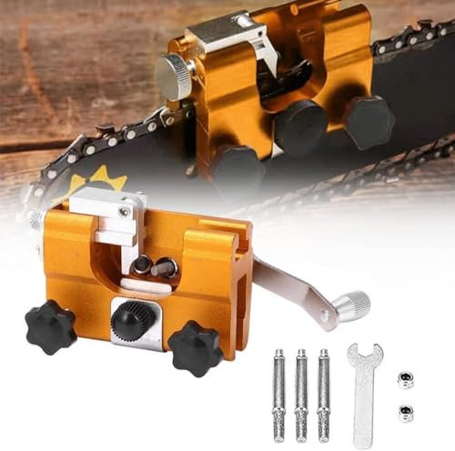 Affilatore Catena Motosega Manuale Portatile – Affila Catene 1/4 e 3/8 per Motoseghe 14/16/18/20 – Strumento Professionale in Acciaio Inox e Alluminio – Preciso, Resistente e Facile da Usare