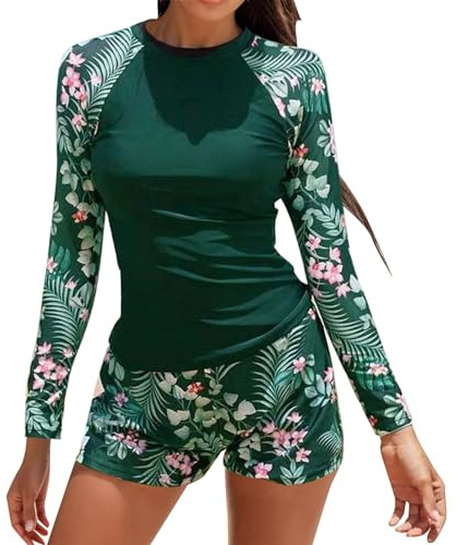 KBOPLEMQ Camiseta de natación de manga larga para mujer Rash Guard con protección UV UPF 50+