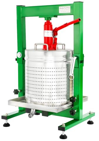 5.28 Gallon / 20L Mosakar Hydraulic Fruit Press. 2 Ton Pressure. Parts contact with Juice are AISI 304 Stainless Steel. Home Grape Wine Juice Apple Cider Press