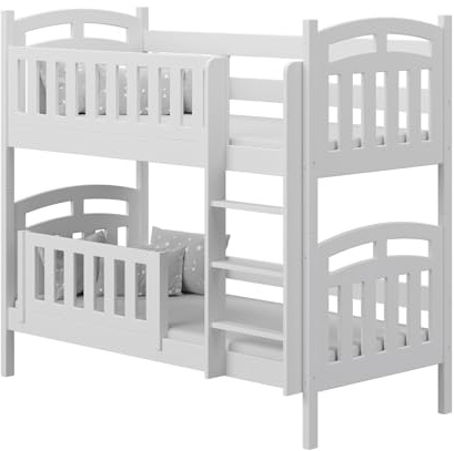 RC ROOM COLOREE for kids Sofie2 2-sits våningssäng 80 x 160 cm, i naturligt trä, vit färg, med säkerhetsbarriärer (2 förvaringslådor finns som tillval)