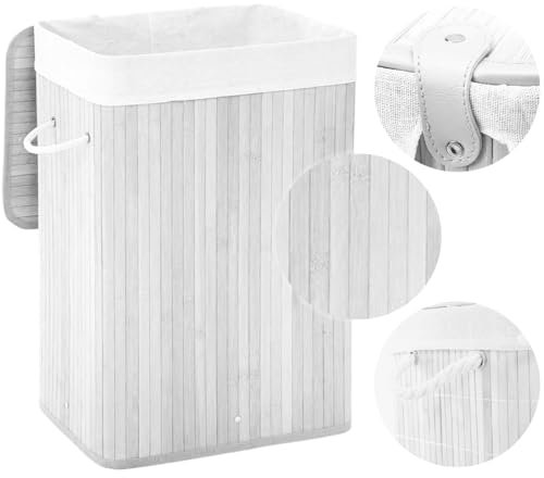 Kit Cestas de Bambú Juego de 3 Cestas de Bambú Ovaladas con Forro de Tela Estampada Almacenamiento Organizador Enser