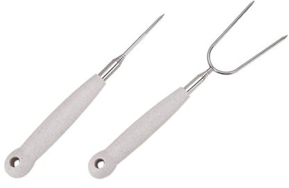 ifundom 1 Juego Tenedor De Barbacoa De Inoxidable Utensilios Portátiles Para Bbq Incluye Tenedor Doble Y Accesorios Para Asados Al Aire 2 Piezas