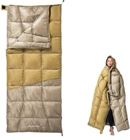 BISINNA Down Sleeping Bag for Adults 650FP Ultralught Wearable 3 Season Backpacking Sleeping Bags Muti-Use Outdoor Packable Sleeping Bag with Compression Sack for Hiking Travel