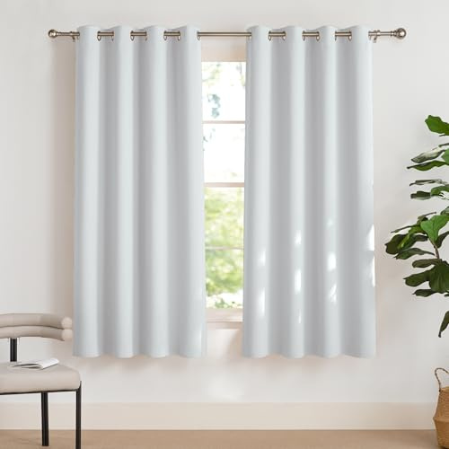 Pony Dance Gråvita gardiner barnrum – barngardiner sovrum termisk gardin värmeisolerande gardiner mörkläggning öljettskynke, set om 2 stycken H 158 x B 132 cm