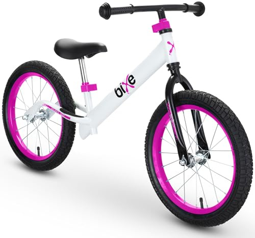 Bixe Balance Bike - 16 (40.6 cm) Big Kids' Training Bikes - Kids Balance Bike Designed for Children Ages 4 to 9 - No Pedal Push Bicycle for Boys or Girls - Pink