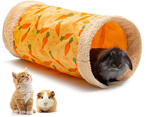 ORZECHKO Kaninchen-Verstecktunnel – Kleintiertunnel Schlauchhaus Indoor für Häschen, Meerschweinchen, Ratten, Hamster, Füßen, Chinchilla – Spielen, Schlafen, weiches Fleece, faltbares Nest-Lebensraum