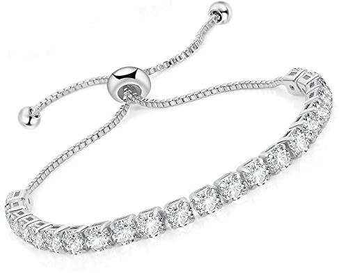Lihelei Tennisarmband för damer, justerbart diamantarmband med glänsande zirkon, som gåva till mor, fru eller flickvän på årsdag – silver/roséguld/guld, Einheitsgröße, Rostfritt stål