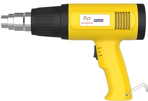 Asiatiska färger Trucare värmepistol | Munstycksfäste för att ta bort och torka färgrockar | svetsning och takreparation | gul | 1 800 watt