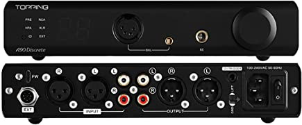 TOPPING A90 Diskret Helt Dirscrete Balanserad hörlursförstärkare NFCA 2 Gain Inställningar 4Pin XLR /4.4 Balanced/6.35mm SE Output Förförstärkare (Svart)