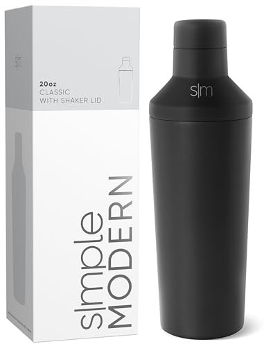 SIMPLE MODERN Cocktailshaker für die Bar mit JiggerDecke | Edelstahl Geschenke für Frauen und Männer | Classic Shaker Sammlung | 590ml | Midnight Black