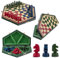 Handarbeit Bunt 3 Personen Schach | Master of Chess | Medium Chess Board 33x28 cm | Schachbrett für Kinder und für Erwachsene - Engelhart Hochwertiges Massivholz Schachspiel