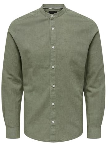 Only & Sons Herren Freizeit Hemd ONSCAIDEN SOLID - Slim Fit XS S M L XL XXL, Größe:M, Farbe:Swamp 22019173