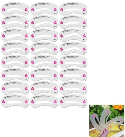 BOBOZHONG Stencil Sopracciglia, 24 Pezzi, Riutilizzabili, Silicone, 10 X 5 cm